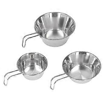 R8 Stainless Steel Camping Bowl Set with Extended Heat Resistant Handle, 3-Piece Portable Cookware for Outdoor Hiking