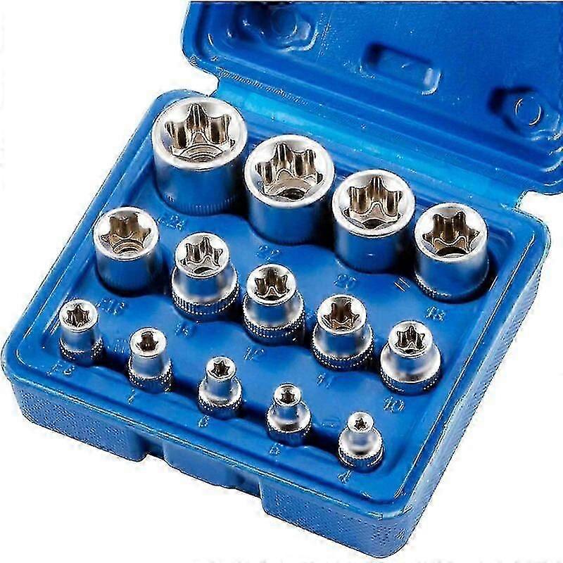 14 Piece E4-E24 E-Torx Hex Female Torx Socket Set