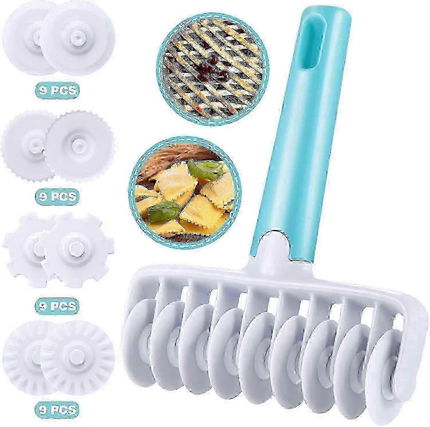 Plastic Pastry Roller, 4 Replaceable Wheels Versatile Baking Tool for Cookies Pizza