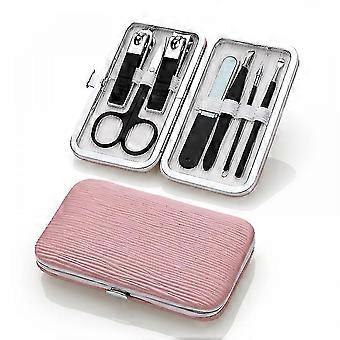 Yh-manicure Set Professional Nail Clippers Kit Pedicure Care Tools- Stainless Steel Women Grooming Kit 7 Pcs for Travel or Home (pink) 960.