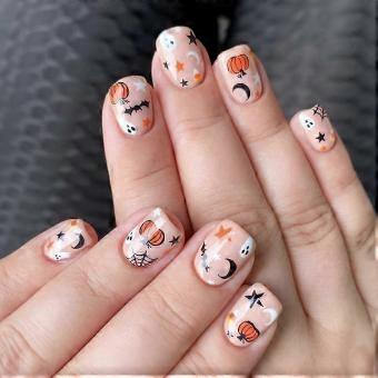 24Pcs Short Square Halloween Nails