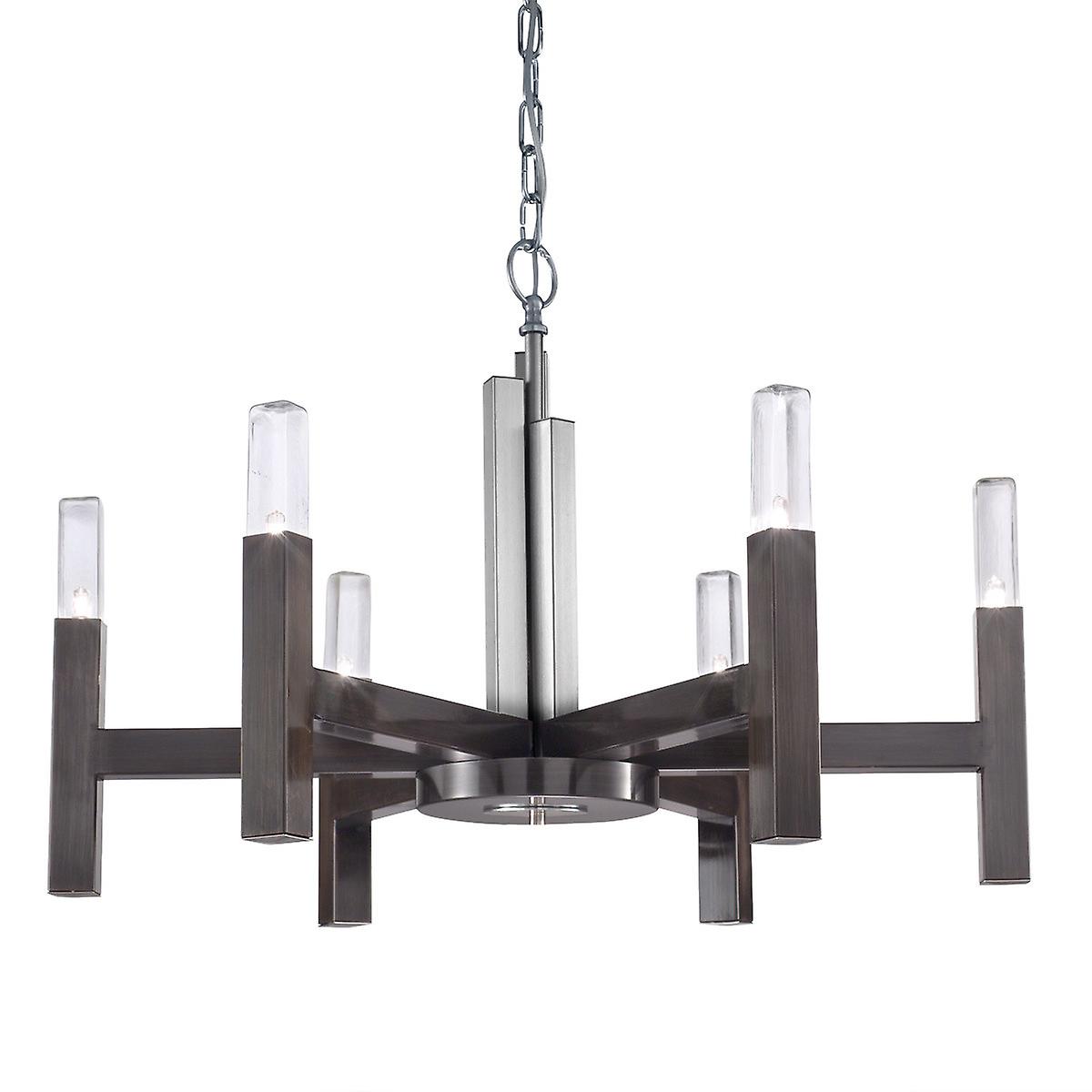 Spigolo Multi Arm Pendant Ceiling Light 6 Light Brunito Brushed