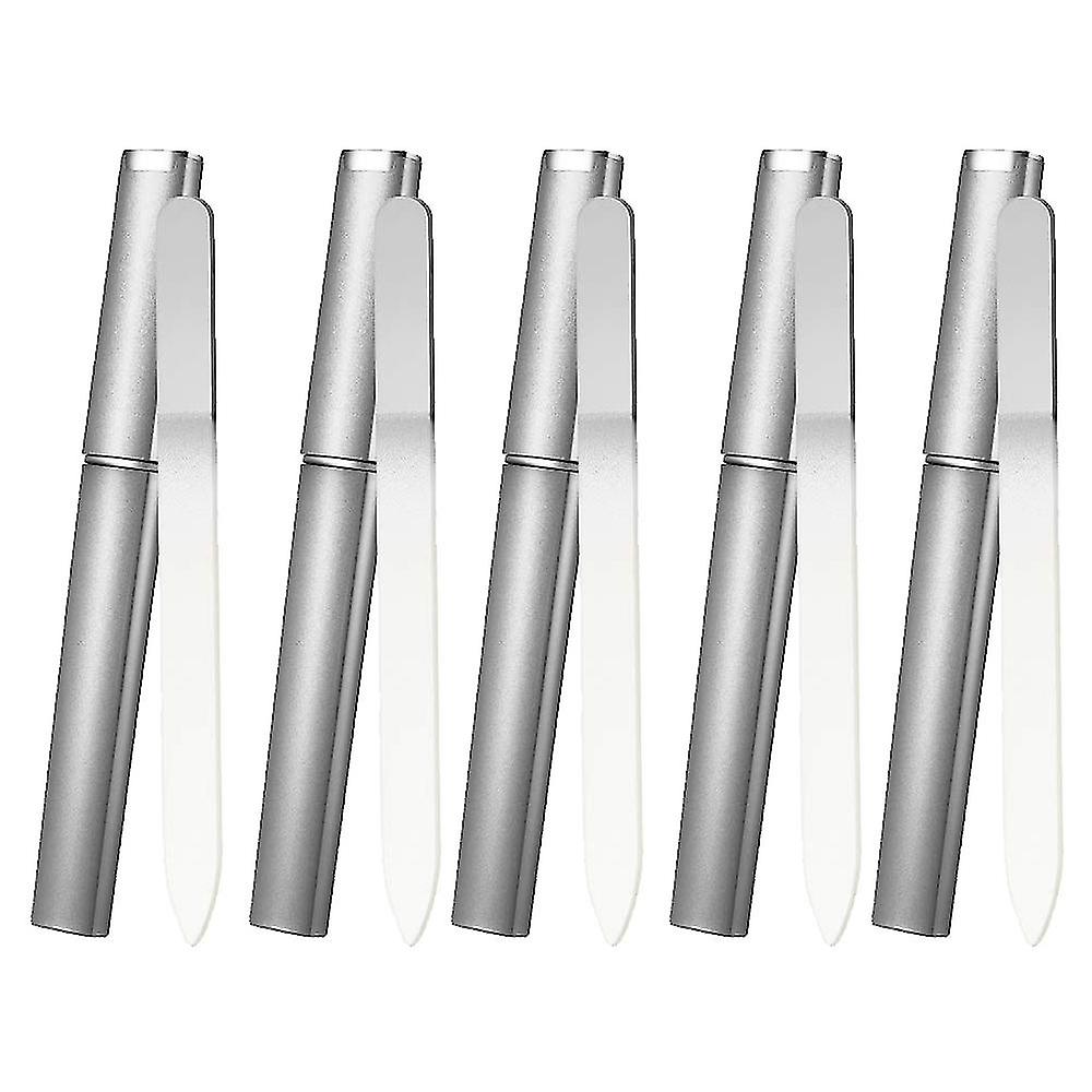 5pcs Glass Nail File With Case Double Sided Etched Filing Surface