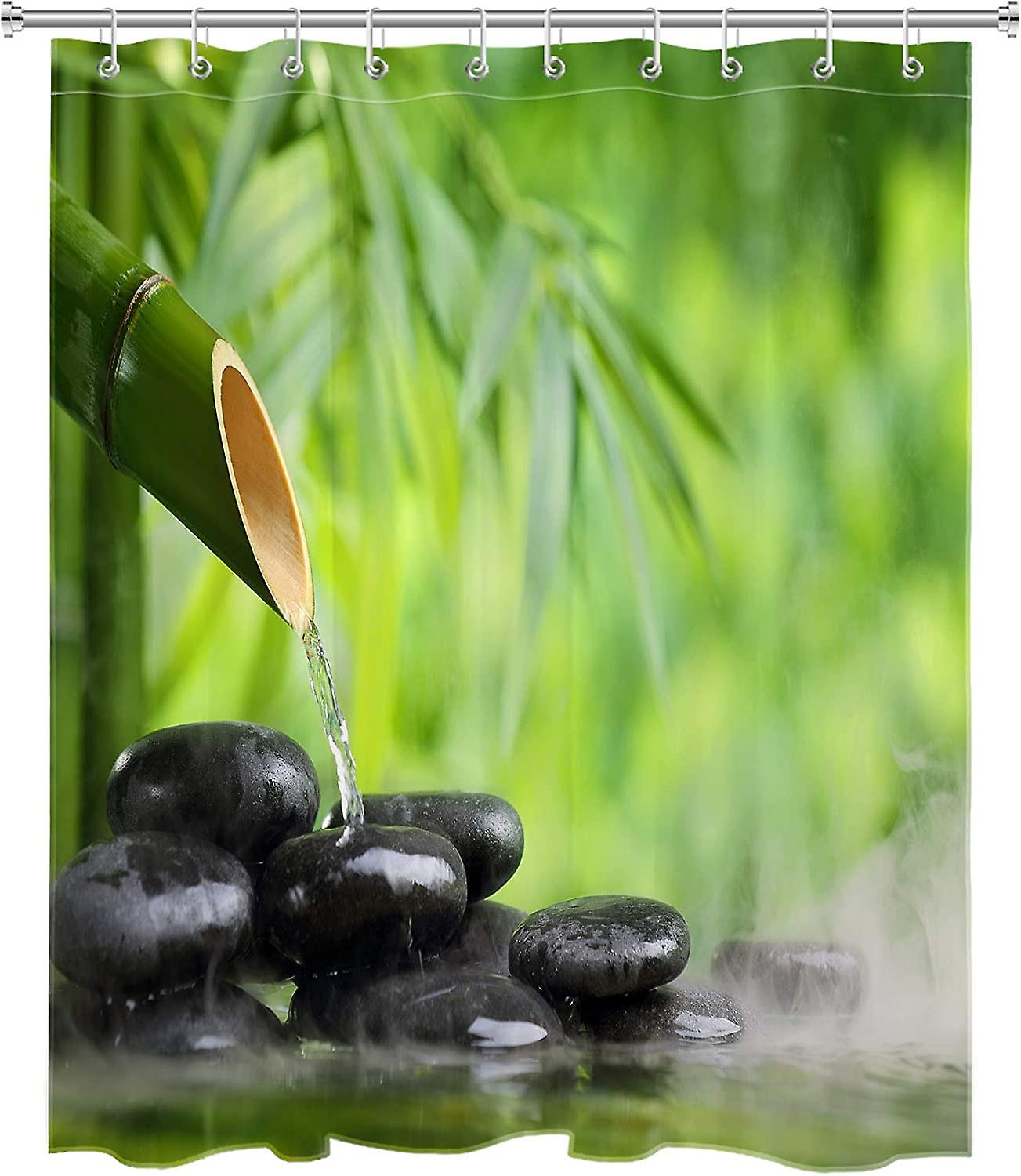 3D Shower Curtain Waterproof Polyester Fabric  Green