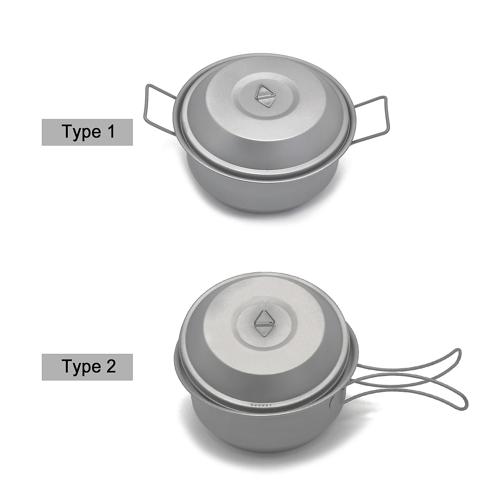 COOK'N'ESCAPE Cookware Pot With With Lid Cookware Pot Titanium Hanging Pot With Collapsible Foldable Bail Handle Outdoor Camping