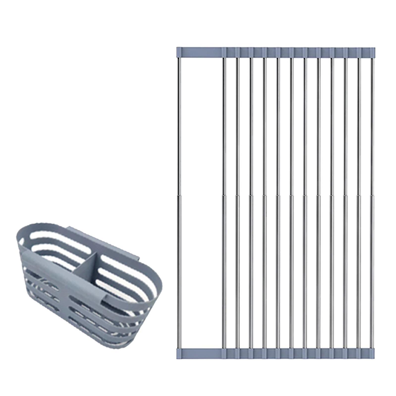 Folding Dish Drying Rack Multipurpose Rolling Rack for Kitchen Home Storage Cutlery Basket