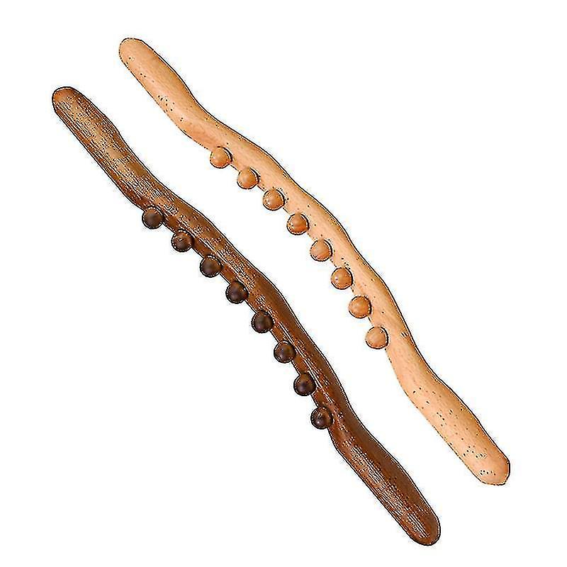 New 8 Beads Gua Sha Massage Stick Carbonized Wood Back Body Meridian Scrapping Therapy Wand Muscle R