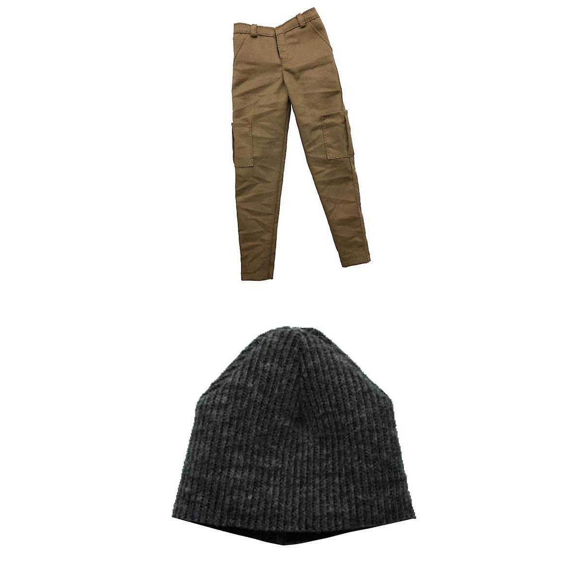 1/6 Scale Mens Khaki Casual Pants Trousers with Hat for 12'' Action Figures