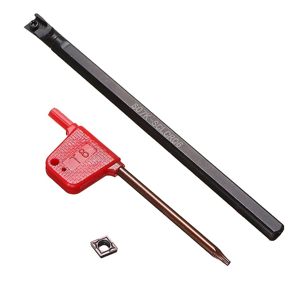 S07K-SCLCR06 Lathe Turning Tool Holder+CCMT0602 Carbide Inserts+T8 Wrench