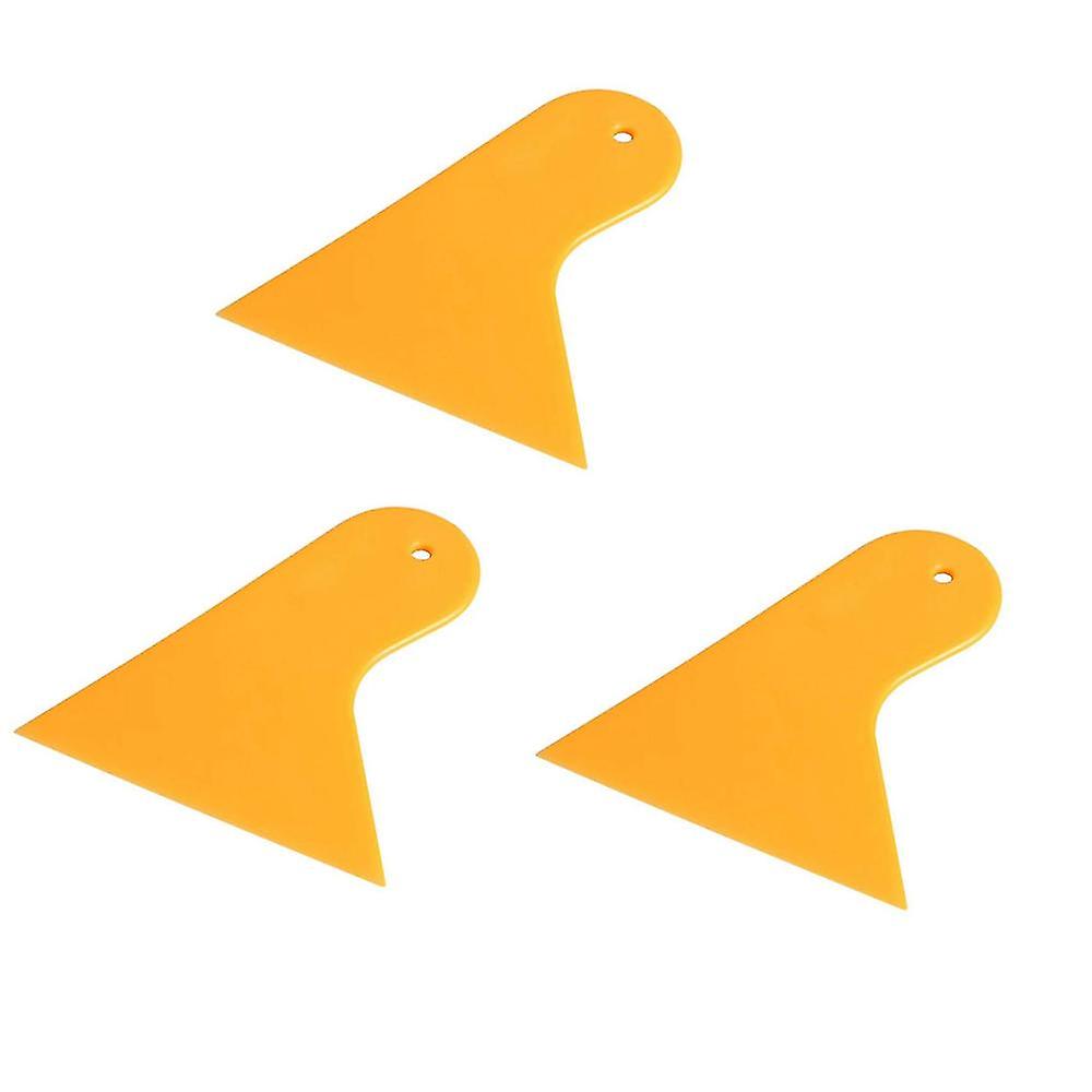 Plastic Yellow Auto Car Window Sticker Film Scraper Tool 10.5x9.5cm