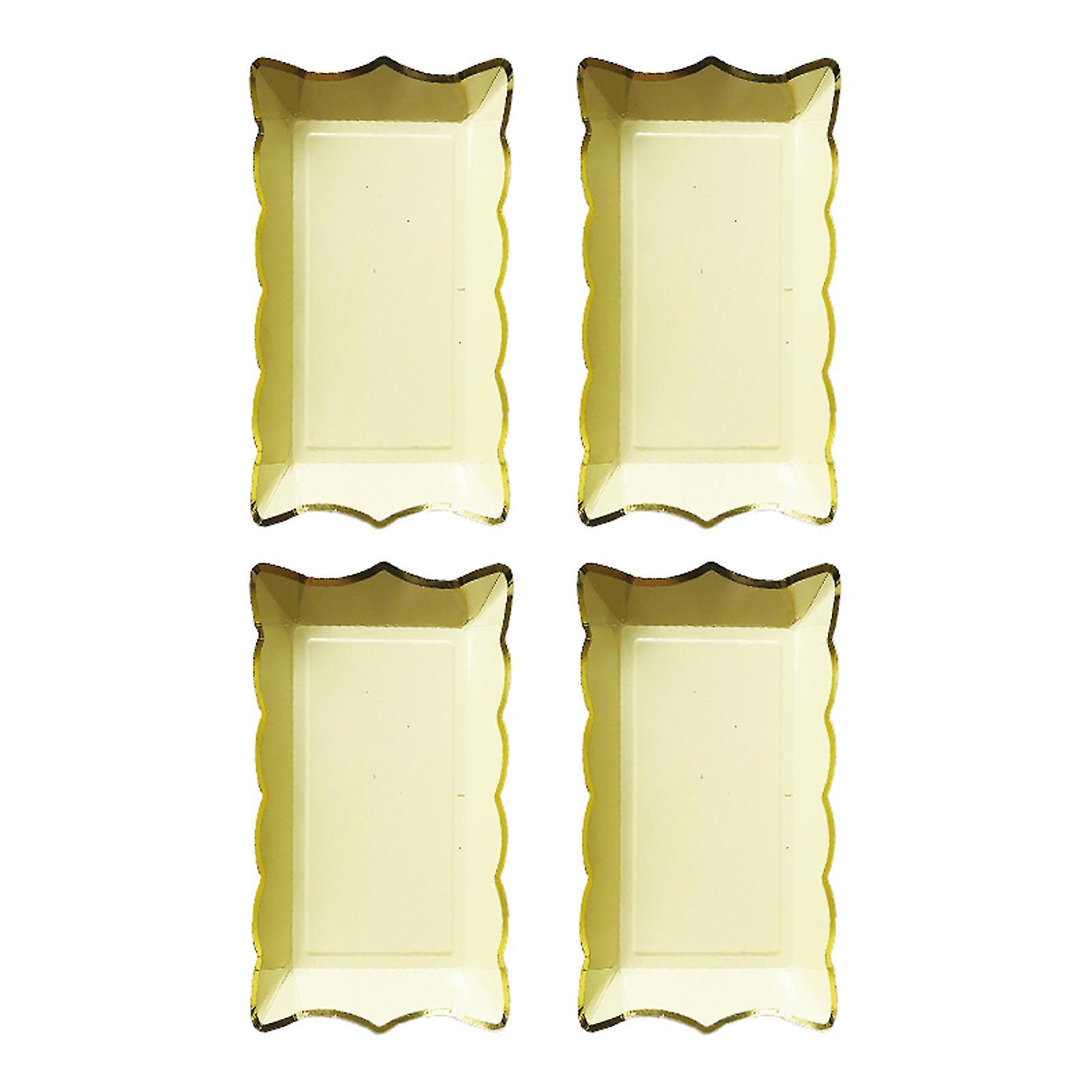 4pcs/set Disposable Fruit Plate Multifunctional Large Capacity Colorful Rectangular Disposable Tableware Plate For Picnic