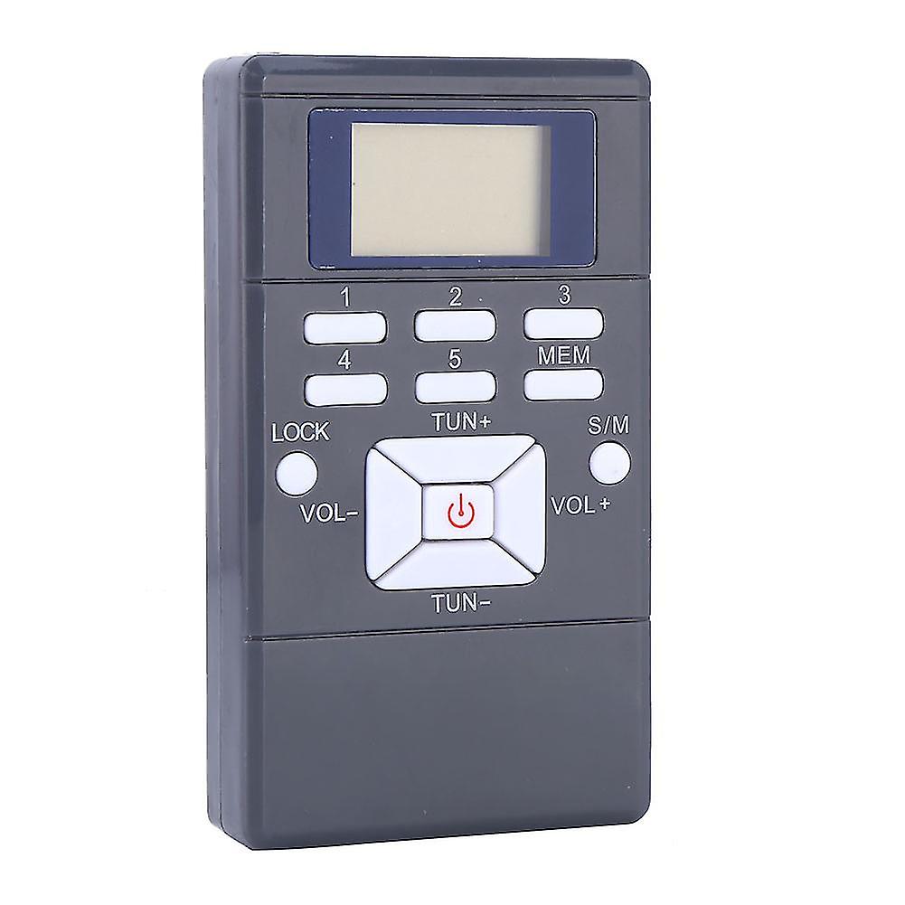 Mini Portable LCD FM Radio Digital Signal Processing Wireless Receiver With Earphone Grey