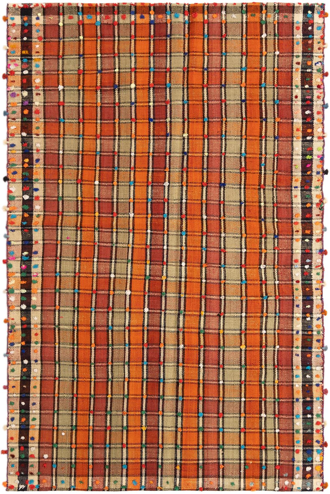 Hadorn Jajim old 140x217 配橙色手工编织中亚地毯