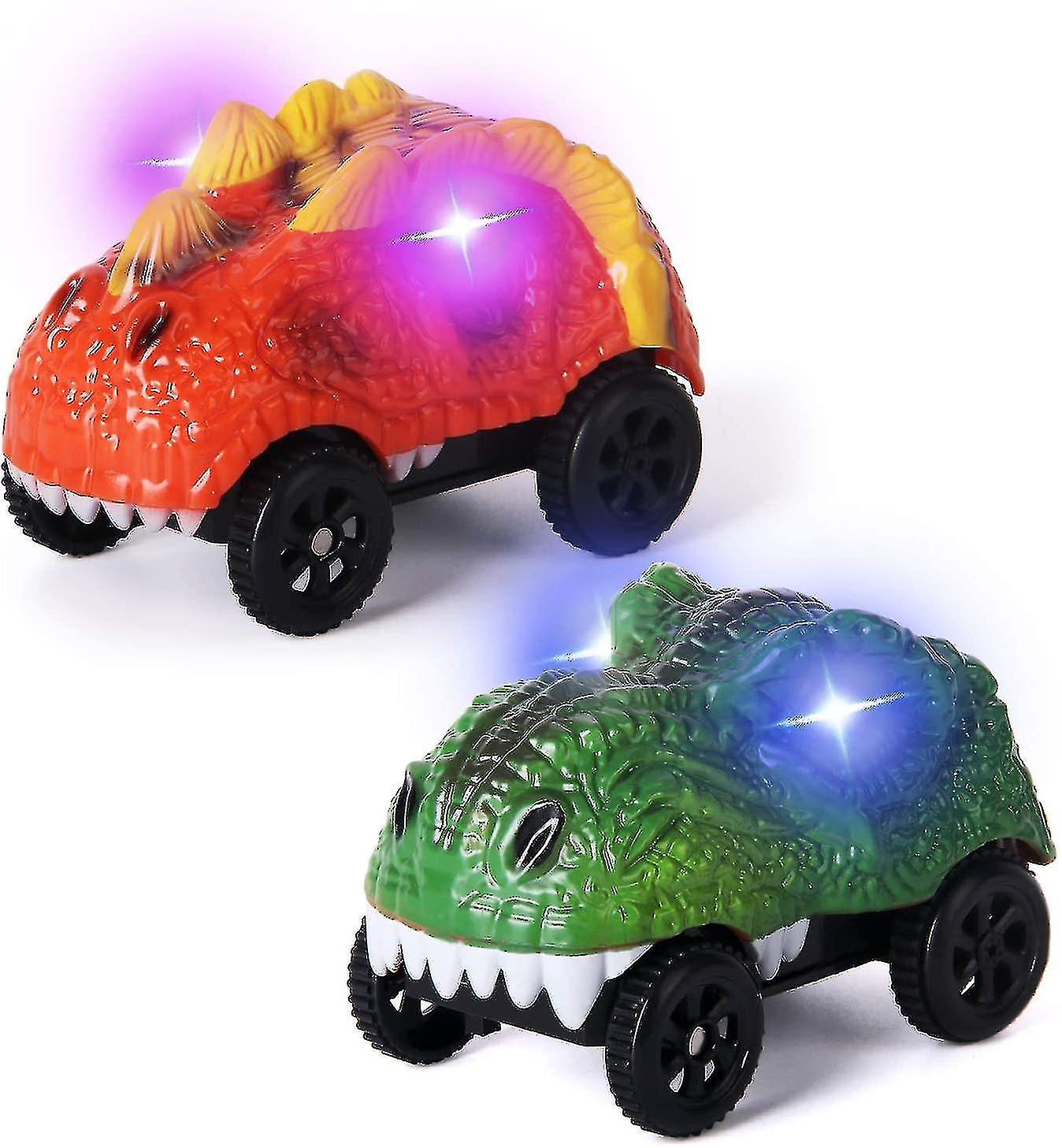 Replacement Track Car Only, Led Illuminated Dinosaur Car Is Compatible With Most Tracks, (2-pack)
