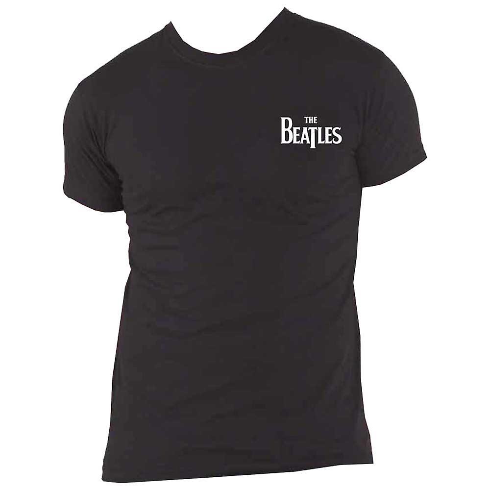The Beatles Maglietta Uomo Unisex: T-Shirt Nera Con Logo 'Drop T Songs', Cotone Morbido, Vestibilità Regolare, Ufficiale Licenza Rock Off