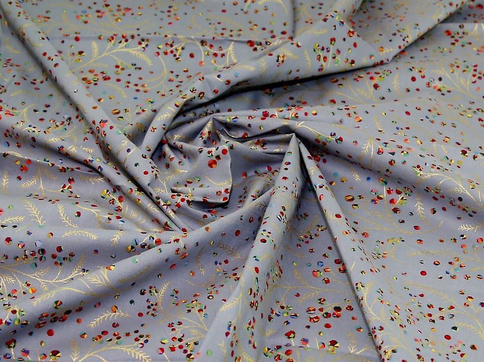 Minerva Metallic 100% Cotton Fabric Grey - per metre