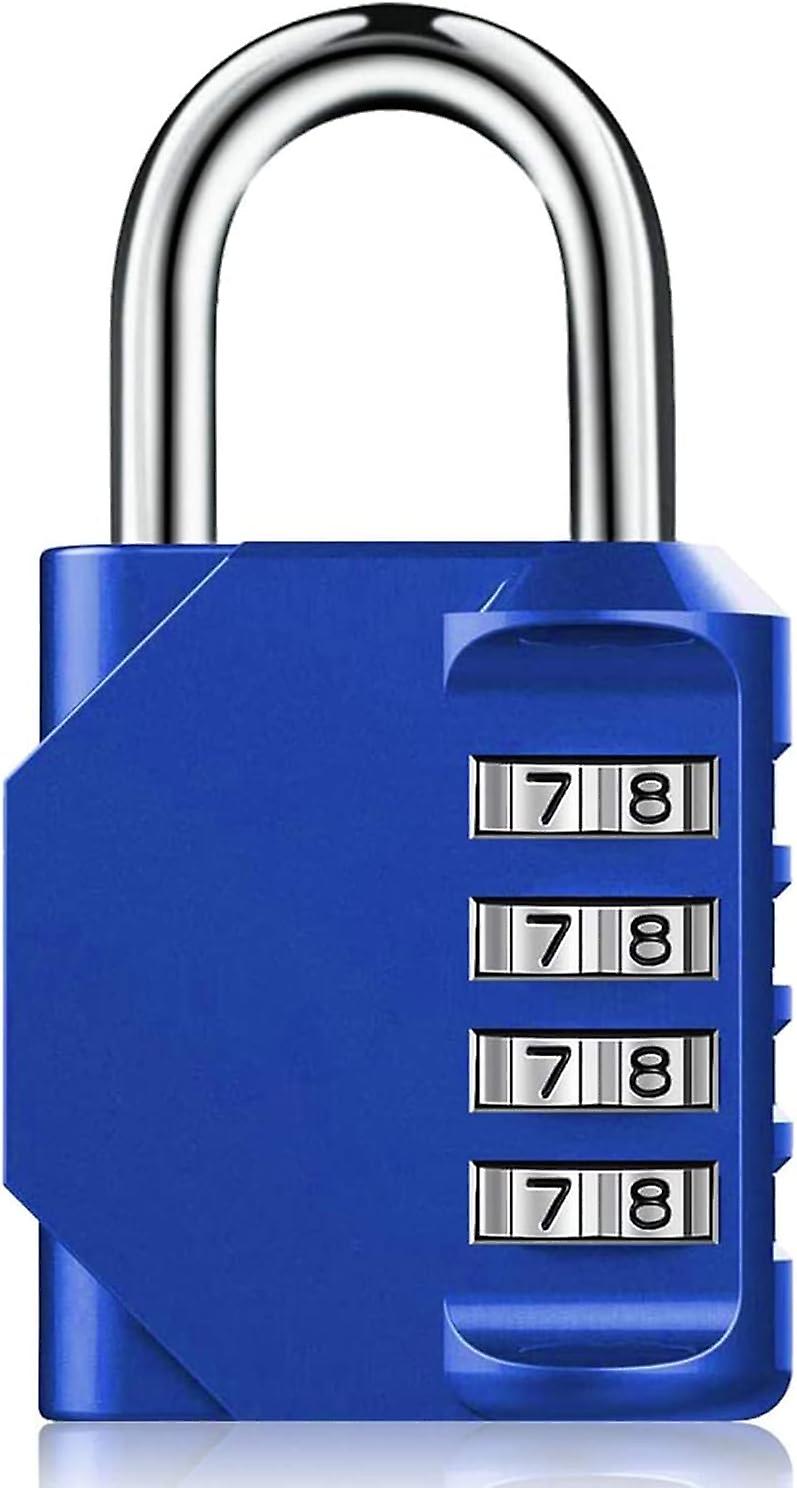 ZENGO Code Padlock, 4 Digit Outdoor Waterproof Resettable Combination Padlock for School Gym Locker, Shed, Garage, Gate, (1 Pack Blue)