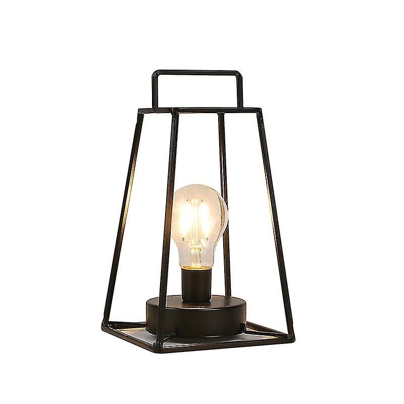 Retro Style Geometric Table Lamp 30cm High Simple Iron Art Cordless Lamp Battery Operated Lamp Cage