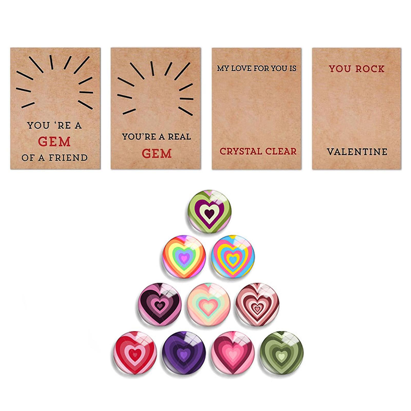 24pcs Valentines Cards With Heart Crystal Boosting Children Social Skill Colorful Cards Love Cards For Party Favor