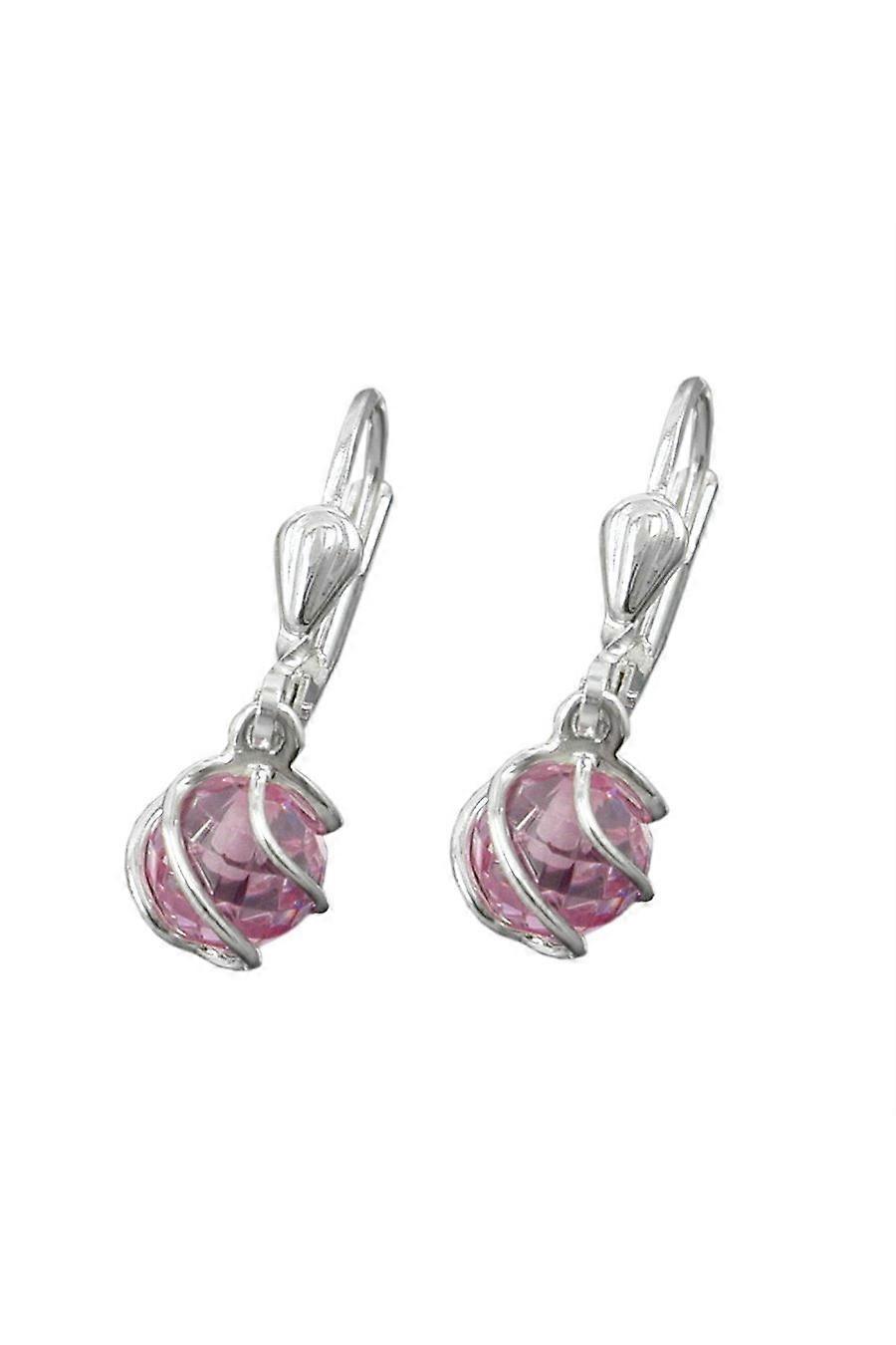 Leverback Earrings Pink Cz Silver 925 - Gl90179
