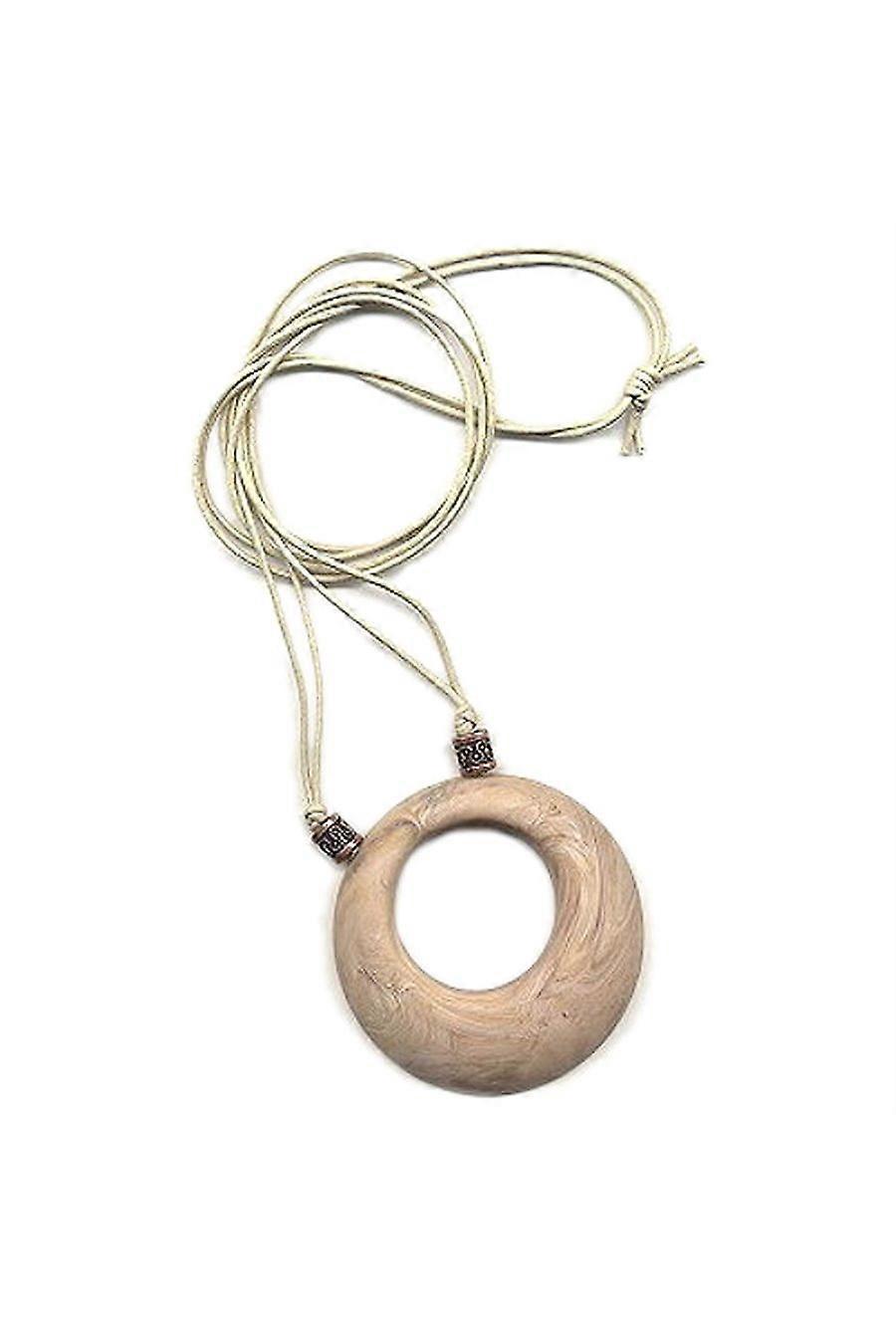 Necklace Beige Marbled Amulett 80cm - Gl01496