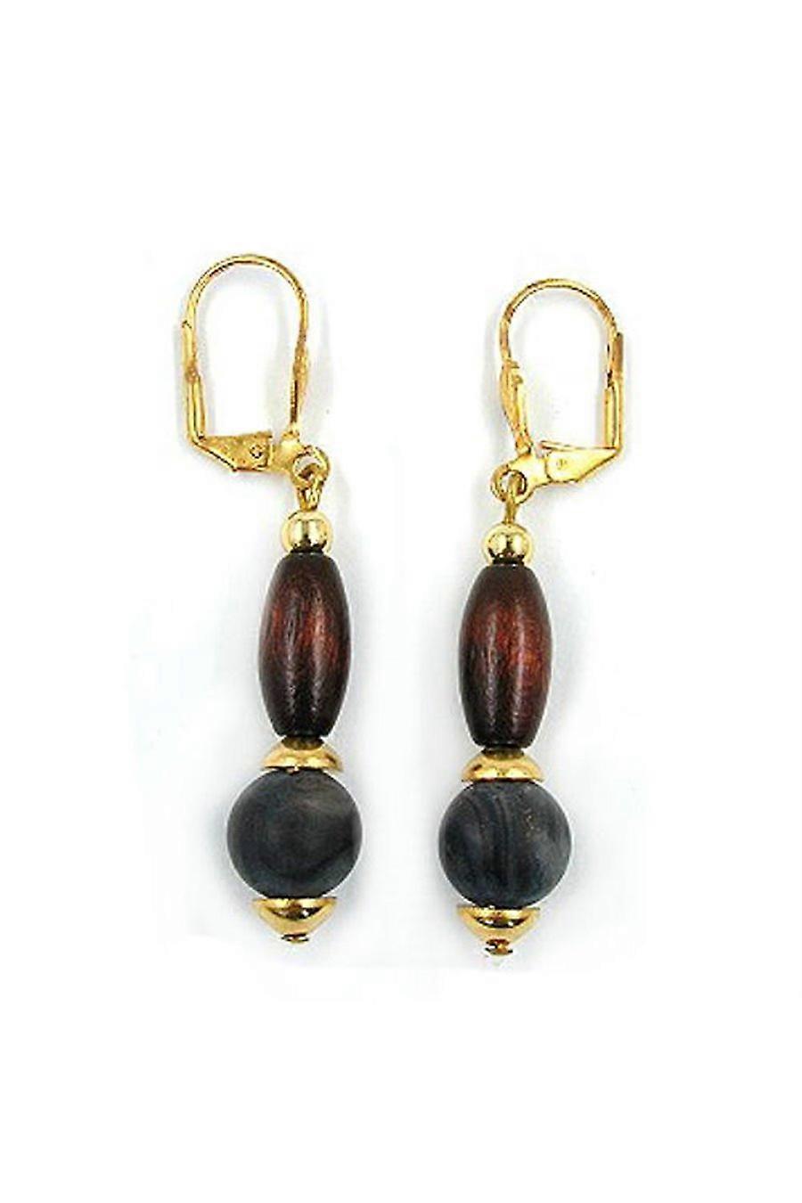 Leverback Earrings Dark Brown Grey - Gl03507