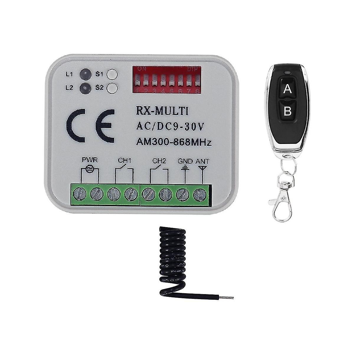Remote control switch receiver 300-868mhz receiver universal AC/DC 9-30v suitable for garage door co