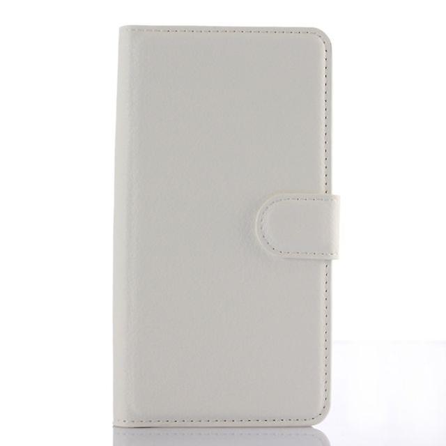 Durable Shockproof Folio Leather Shell Case for Huawei Mate 2 - White