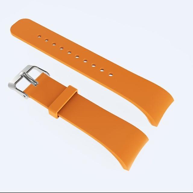 Solid colour leather watchband for Galaxy Gear Fit2 R360 (Orange)