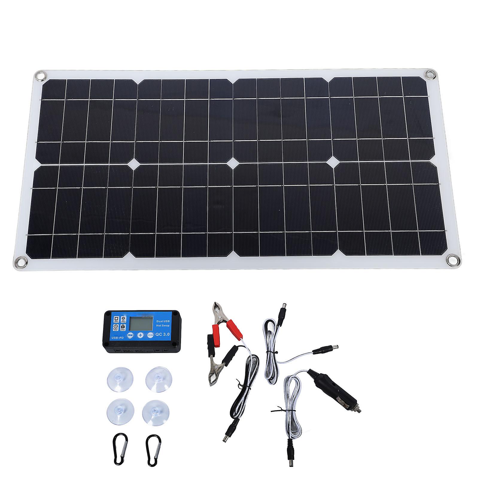 100W Solar Panel Kit IP67 Waterproof with DC 12V 24V 20A Controller Portable Solar Panel for RV Camper Vehicle Caravan