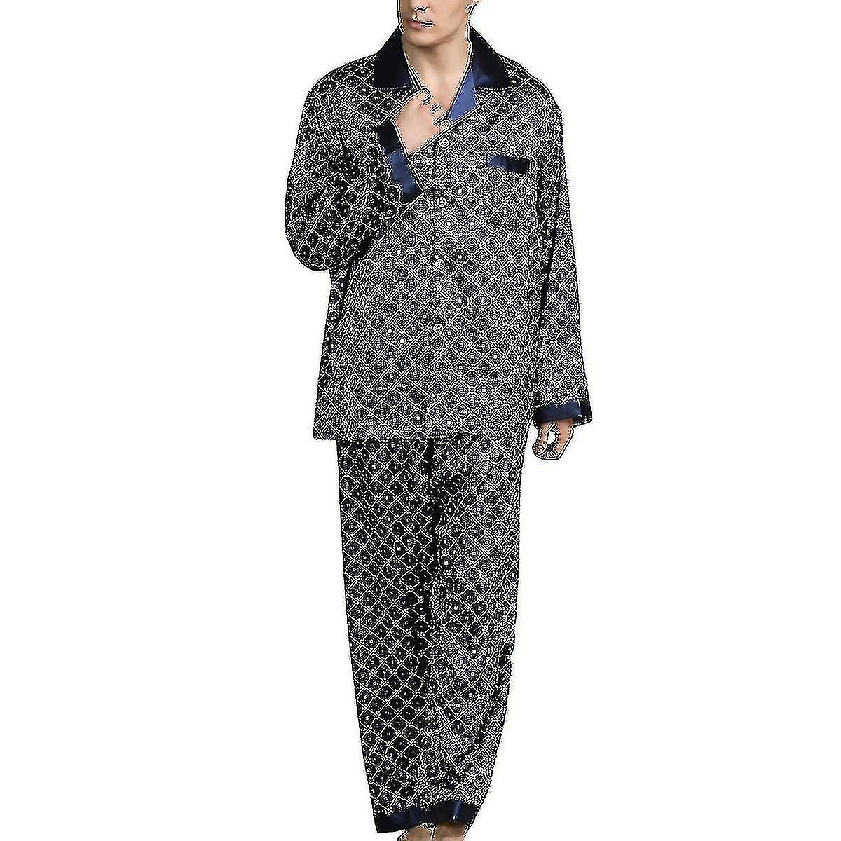 Ensemble pyjama soyeux à manches longues pour homme