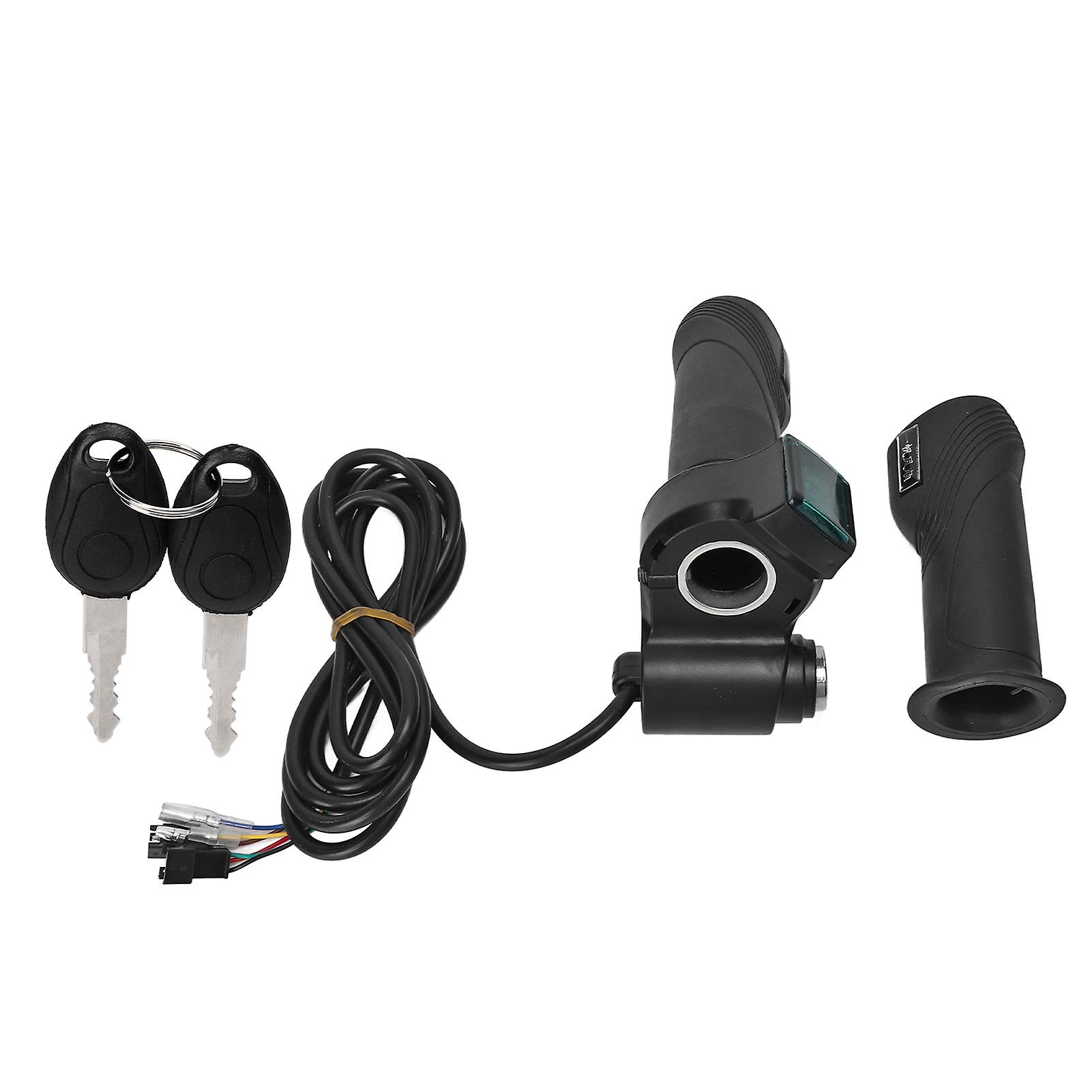 2 PCS Electric Bike Throttle Handle Kit Speed Control Handle Grip with Red Font Screen Lock Key Bike Retrofit Accessories 