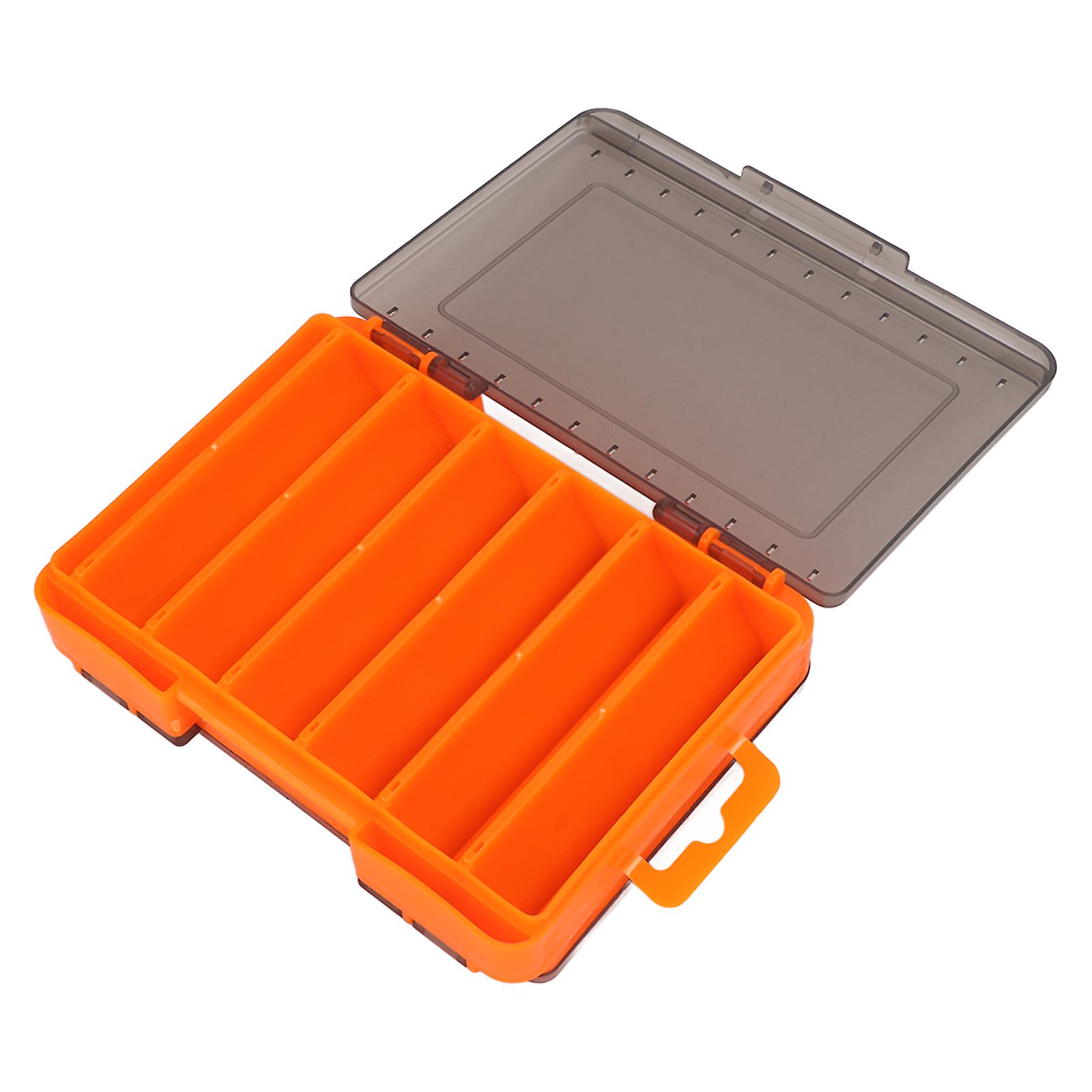 Double Sided Lure Box Breathable Space Saving Portable Waterproof Lure Box with Handle for Fishing Orange