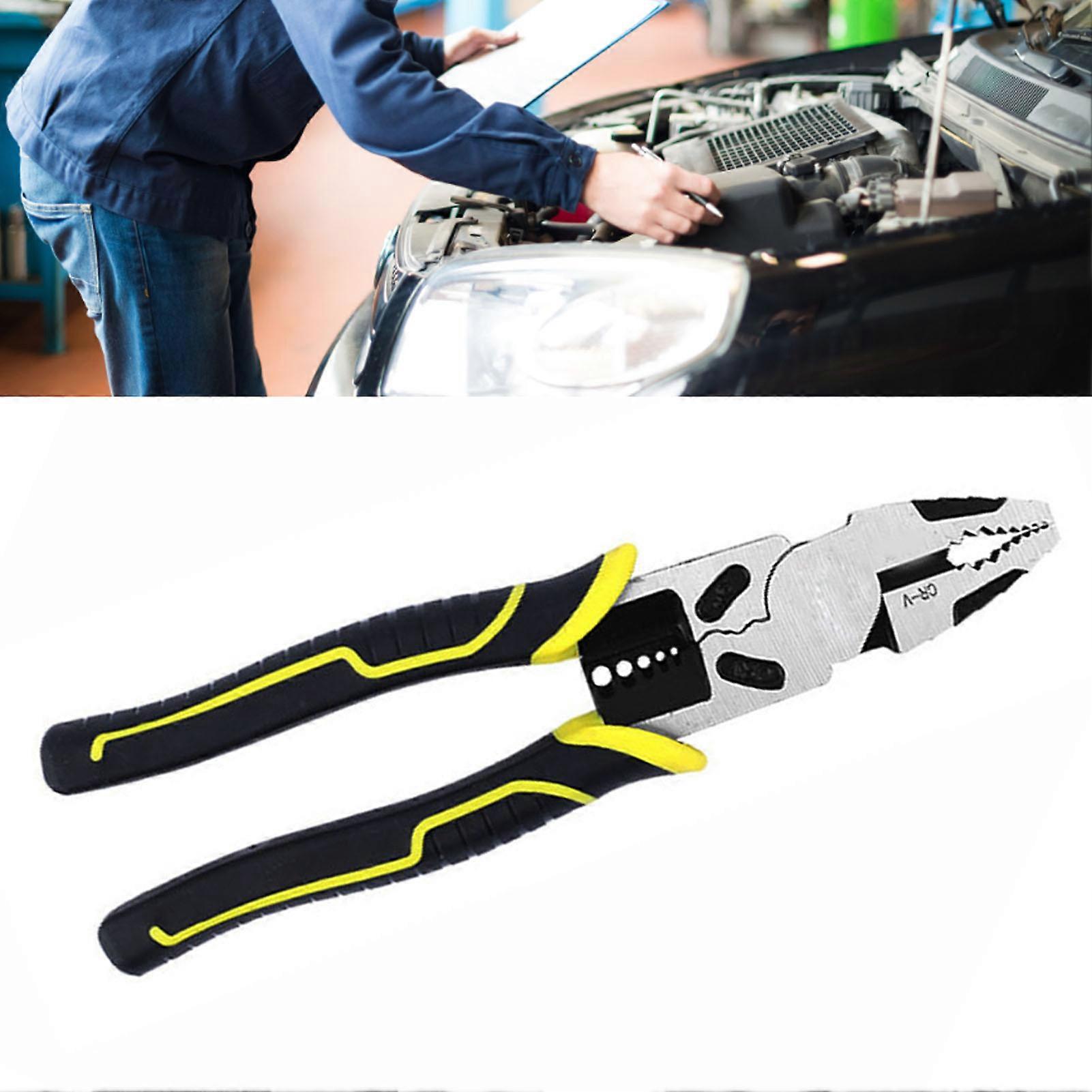 Multi Functional Pliers Effort Saving Cutting Crimping Wire Stripper Pliers Yellow 9in 