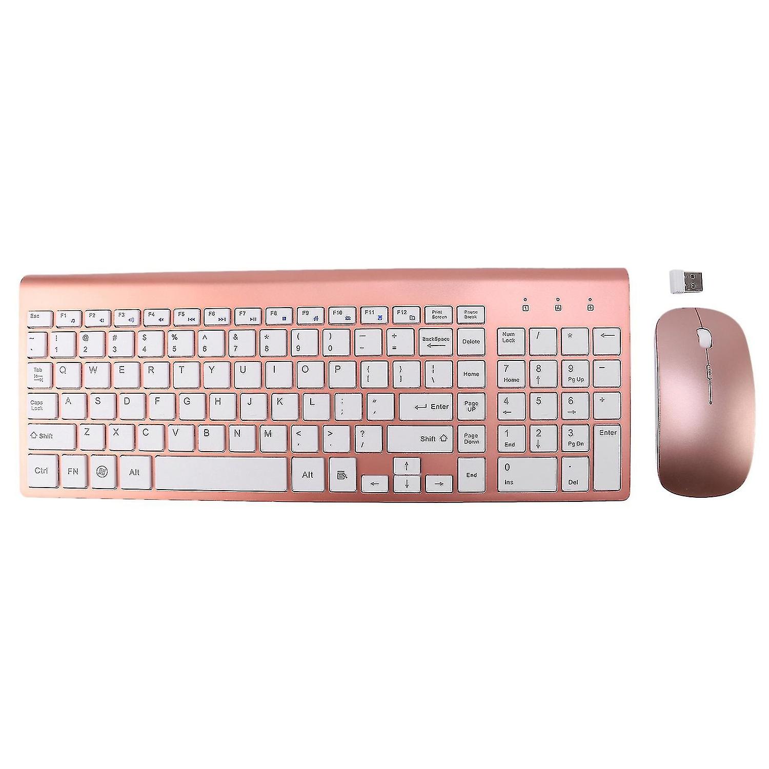 2.4ghz Wireless Keyboard and Mouse Compatible with Mac Pc Windowsxp/7(rose Gold)