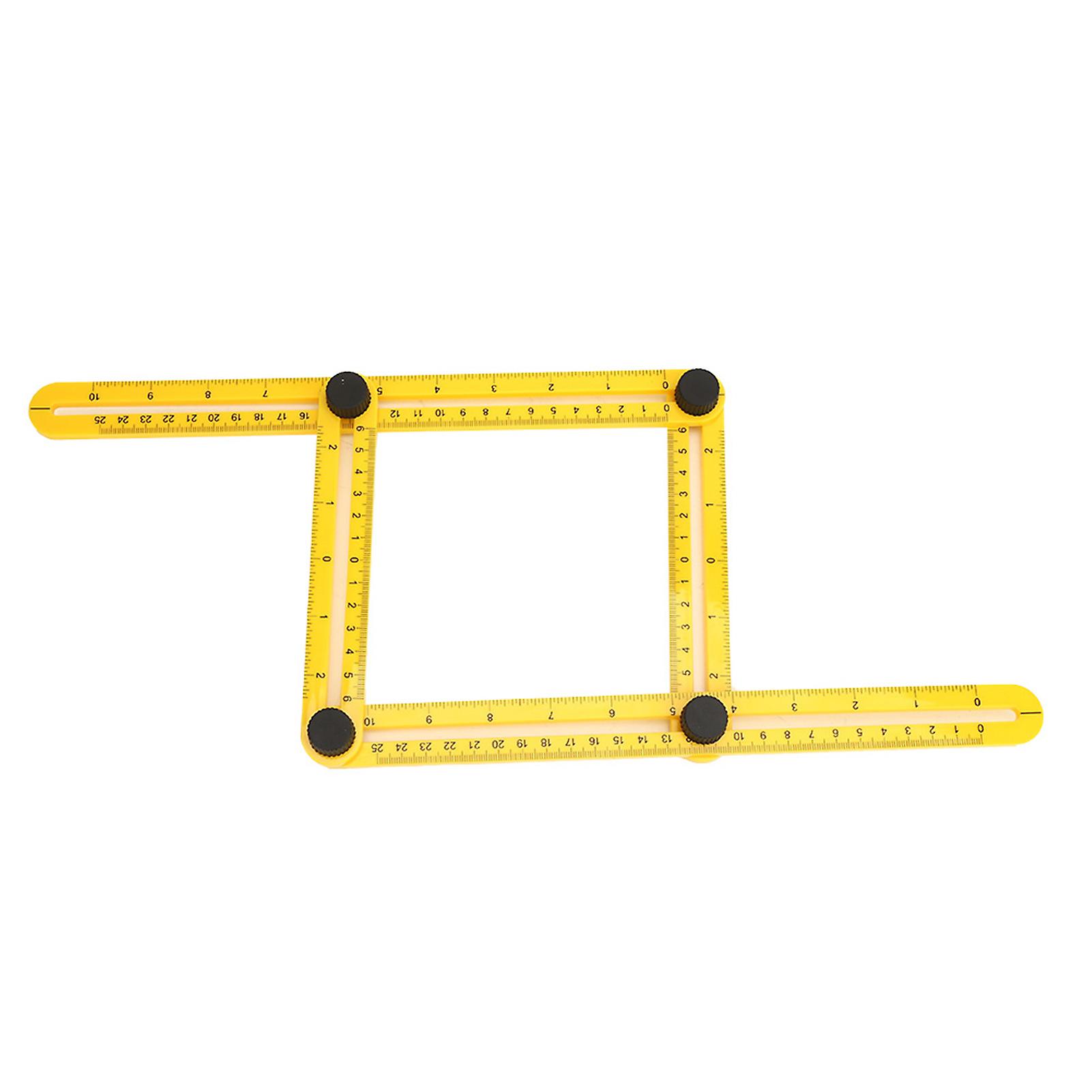 Multifunction Plastic Four - Sided Folding Ruler Mechanism Slide Measuring Tool Yellow