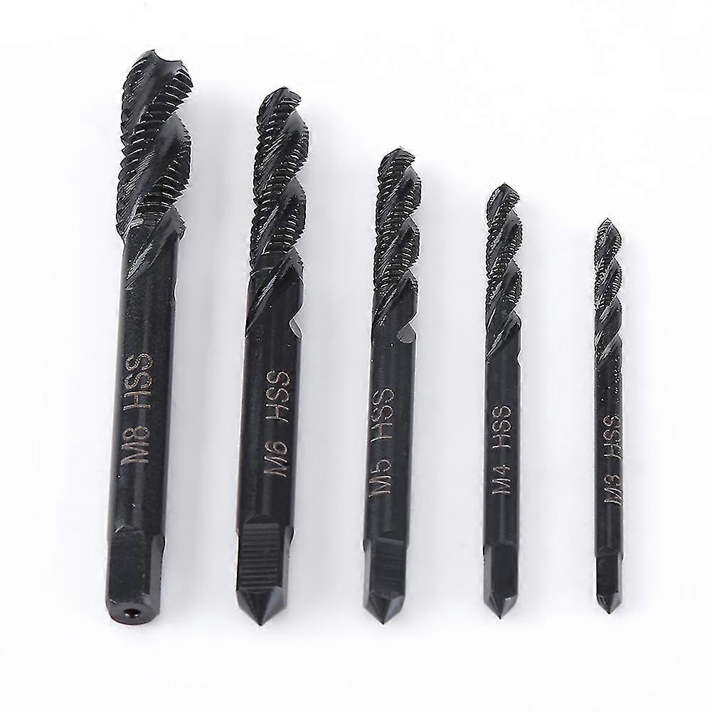 5pcs Metric Thread M3-m8 Right Hand Spiral Flute Nitriding Coated Hss Tap Machine Tapping Tool