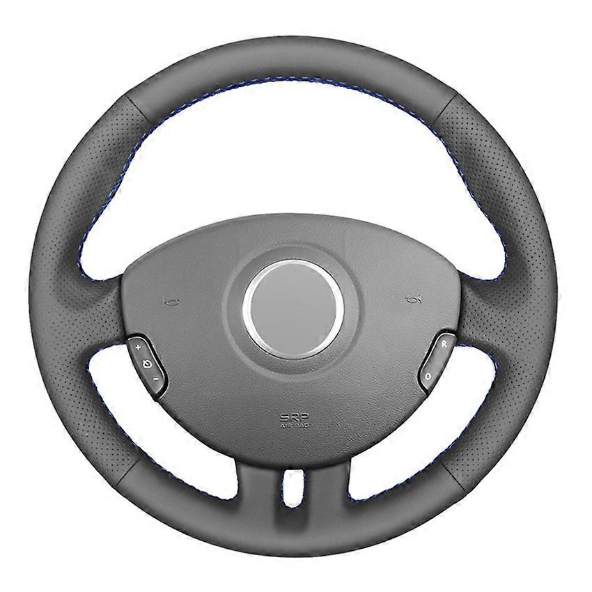 ルノークリオ3 2005-2013 クリオ3 RS 2005-2013のためのブラックPUフェイクレザーDIY手縫い車のステアリングホイールカバー