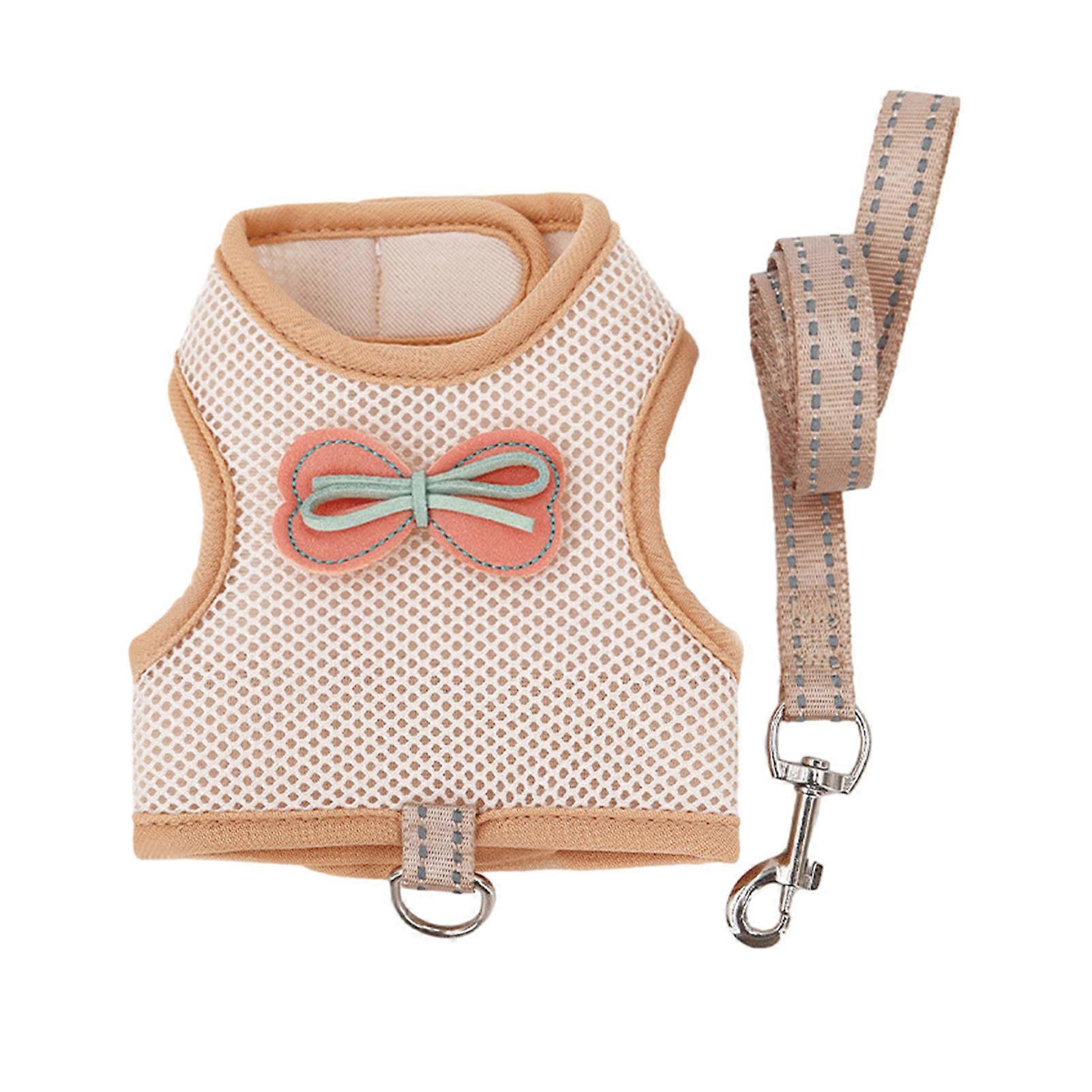 1 Set Pet Leash Comfortable Adjustable Small Pet Harness And Leash with Bow Decoration for Rabbit Cat Ferrets