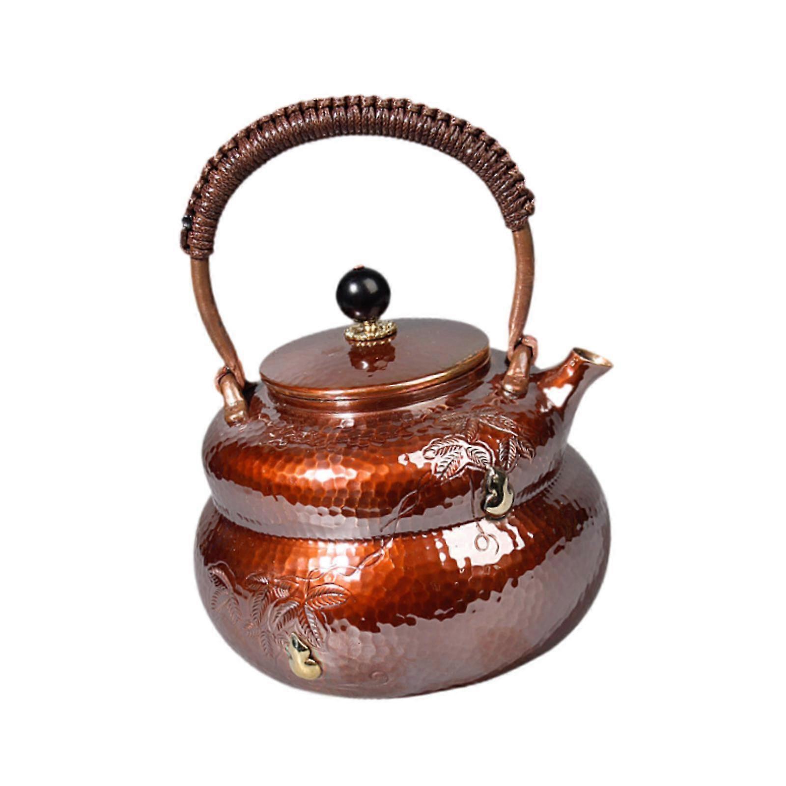 Copper Teapot Thick with Handle Engraved Handcrafted Chinese Kung Fu Tea Pot