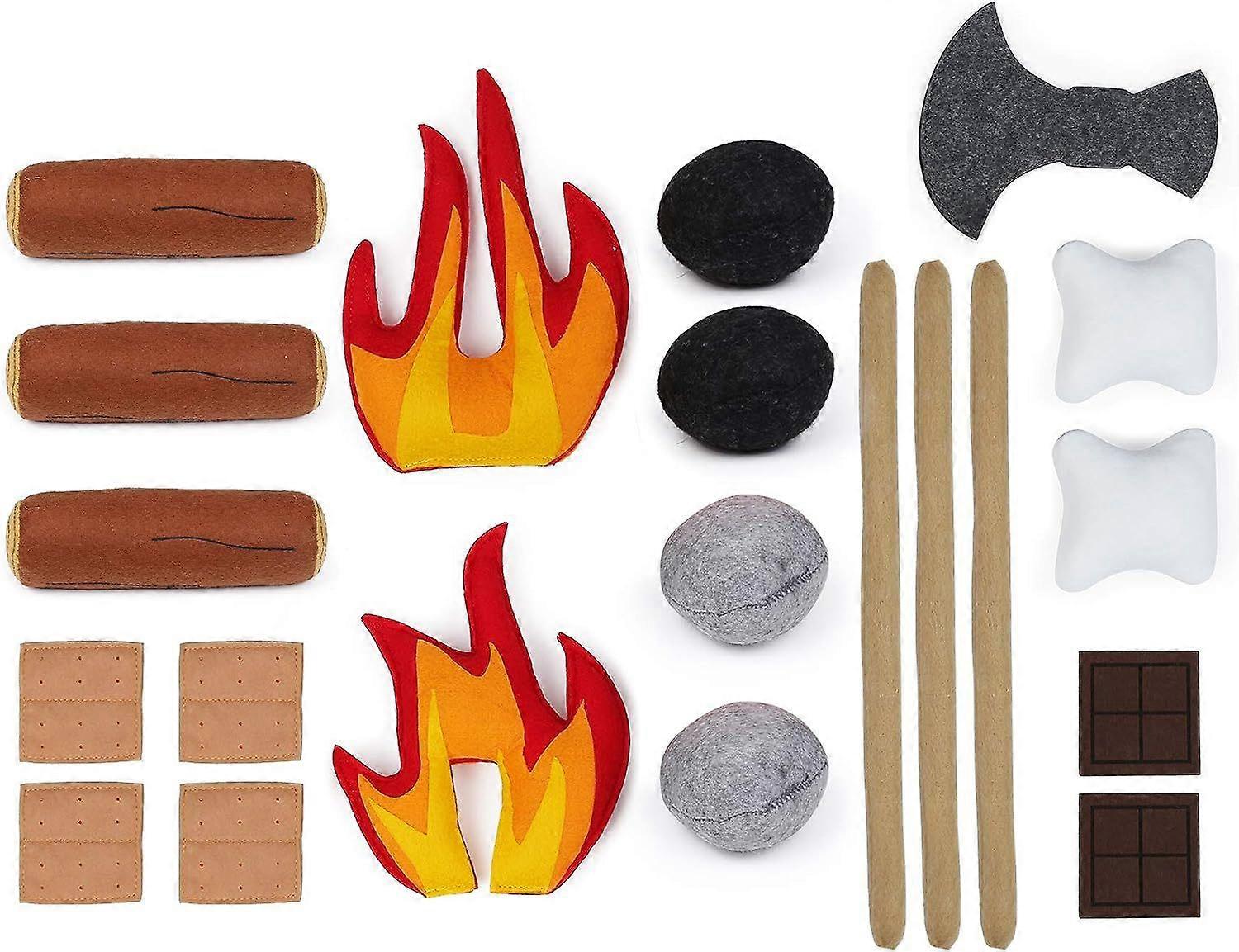 Pretend camping toy set, safe campfire toy