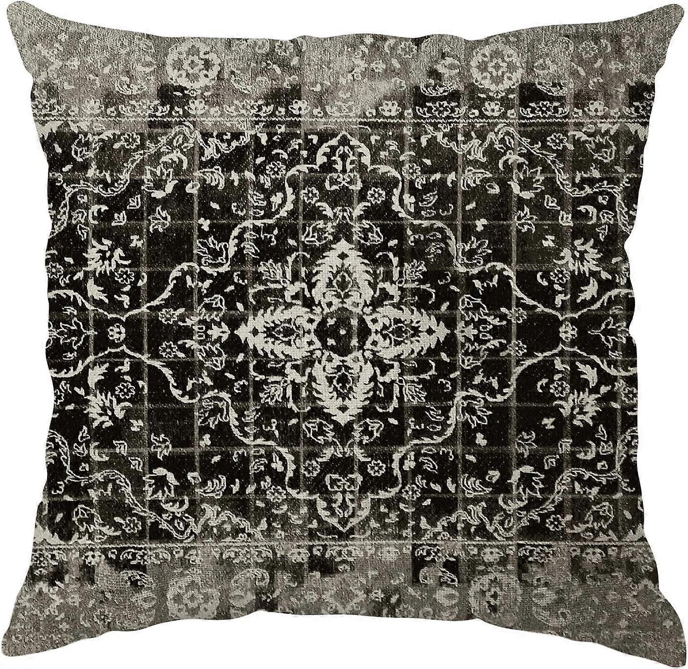 أغطية وسادة بوهو مقاس 16 × 16 بوصة ، سجادة فارسية سوداء خضراء خمر غطاء وسادة عتيقة عرقية مزخرفة أمور وسادة خضراء ديكور منزلي مربع لي