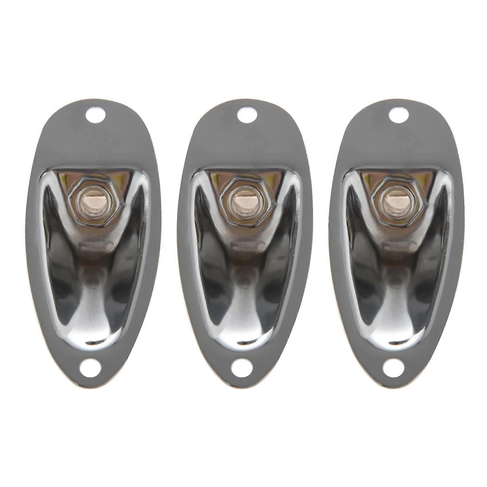 3Pcs Boat Guitar Jack 1/4 Inch Input Output Jack Plate Socket 6.35mm Chrome Silver for Strat Style