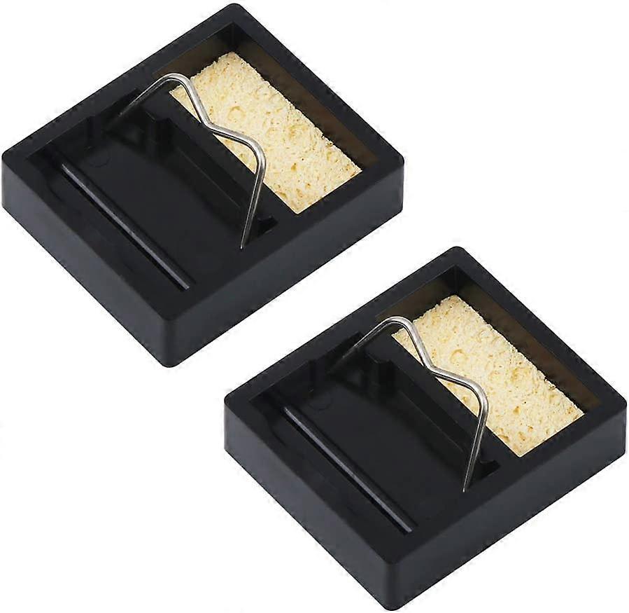 2 Pieces Portable Square Bakelite Soldering Iron Stand with Cleaning Sponge