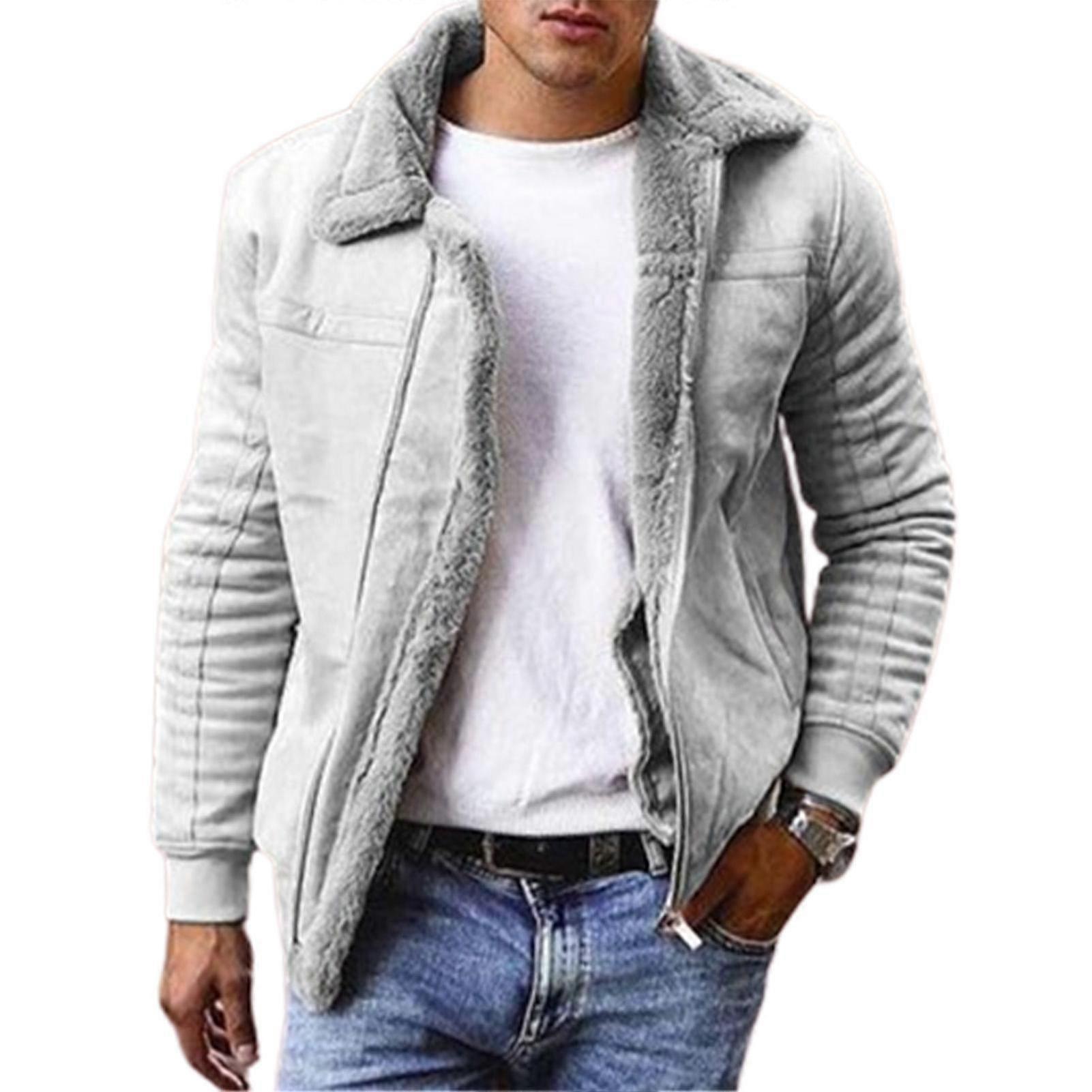 Men Winter Plush Lining Overcoat Neat And Smooth Stitching Overcoat For Home Office Gathering Or Shopping