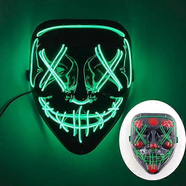Wireless Halloween Neon Led Purge Mask Masquerade Carnival Party Masks Light Luminous In The Dark Cosplay Costume Supplies