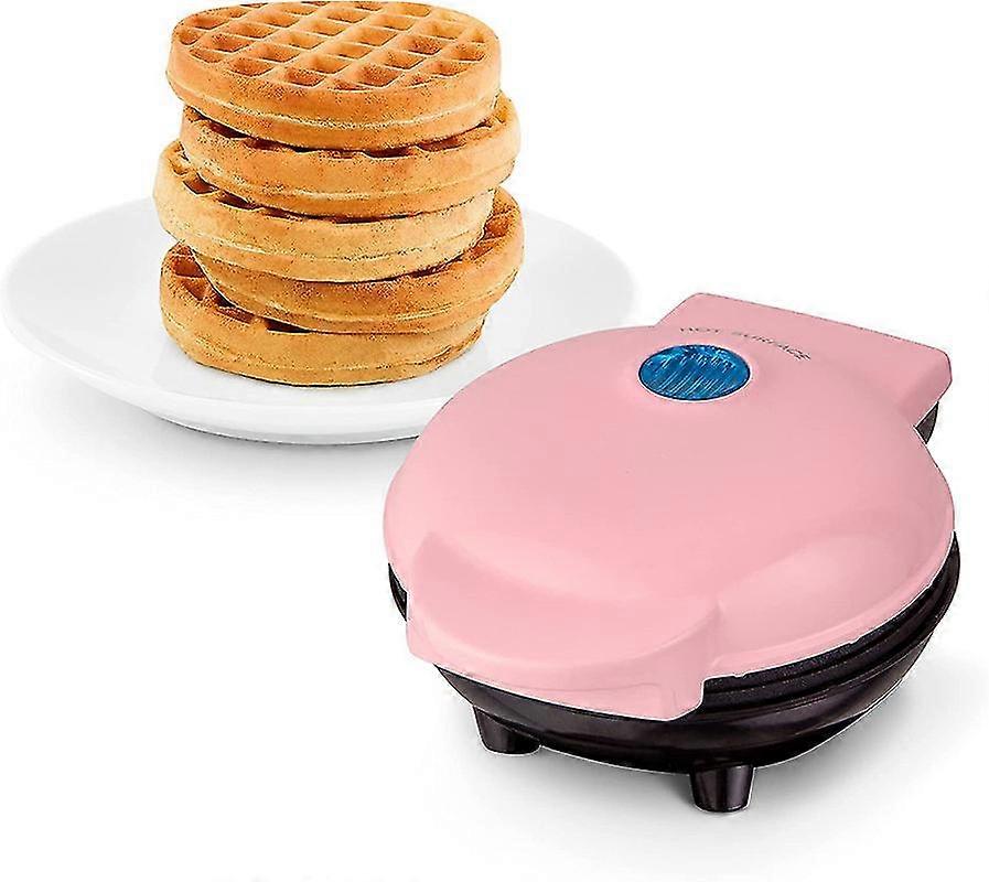 Mini Maker for Individual Waffles, Hash Browns, Keto Chaffles Non-Stick Surfaces, Pink