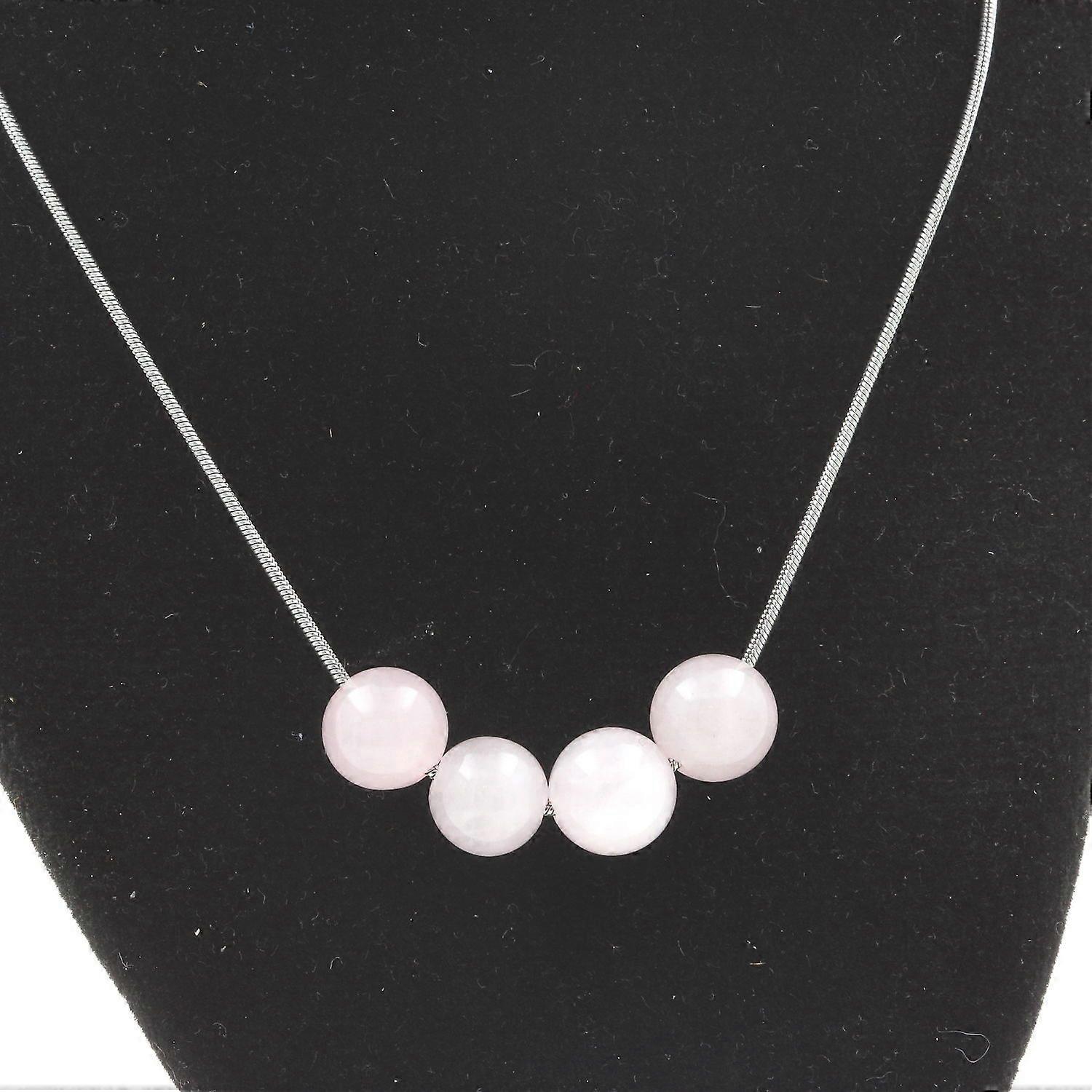 Necklace with 4 pink Quartz beads 8 mm