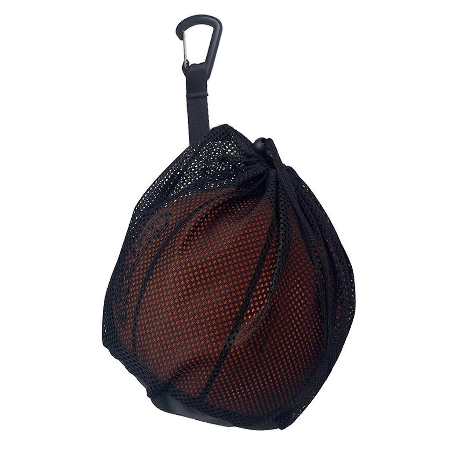 Drawstring Basketball Net Bag with Hook Large Capacity Multifunction Soccer Football Volleyball Rugby Sports Ball Nylon Carrying Pouch Mesh Sling Back