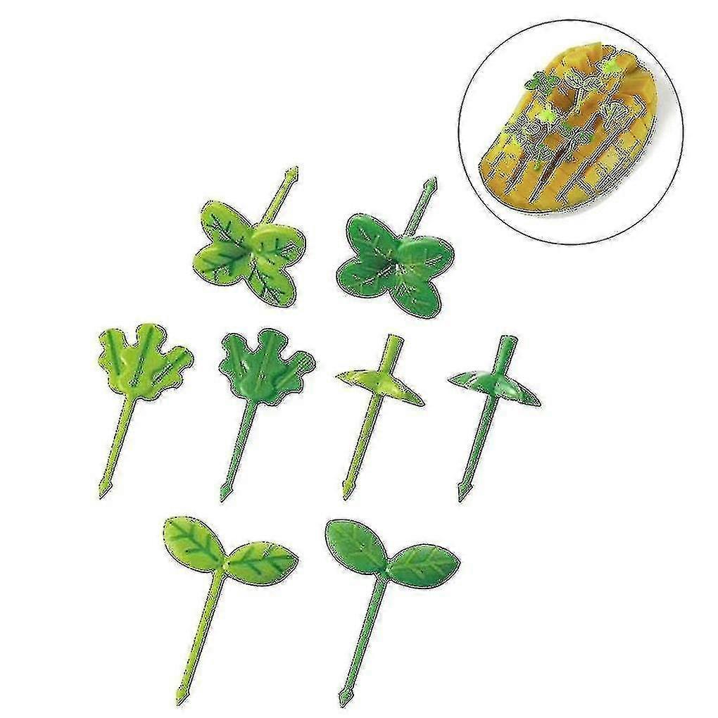 2 Sets Fruit Fork Leaf Plastic Decorative Toothpicks